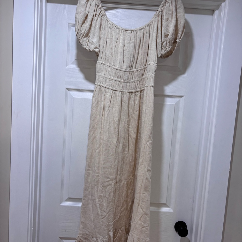 NWT SIM & SAM SS Smock Poplin MIDI Linen Blend Dress - Picture 3 of 7